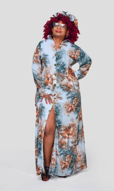 Thick & Fab Shirt Dress - Blue - Shopzetu