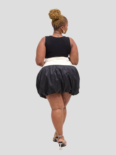 Pure Buxom Polka Two Toned Bubble Hem Skirt - Black /White - Shopzetu