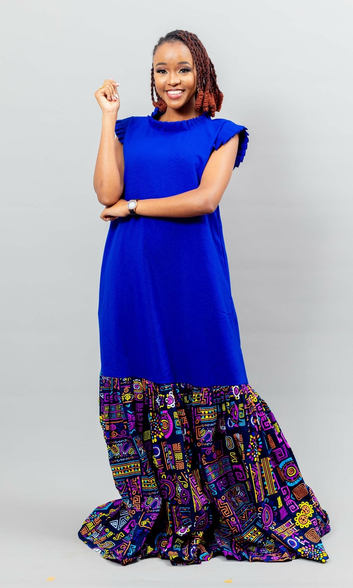 Afriwia Jacaranda Dress - Blue - Shopzetu