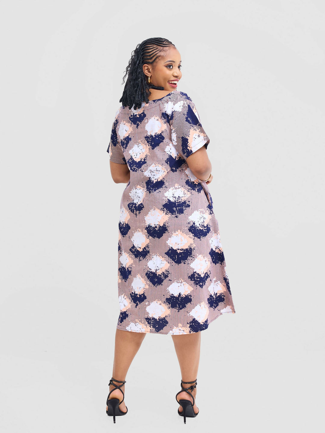 Prettygline Tuli Ankara Dress - Taupe - Shopzetu