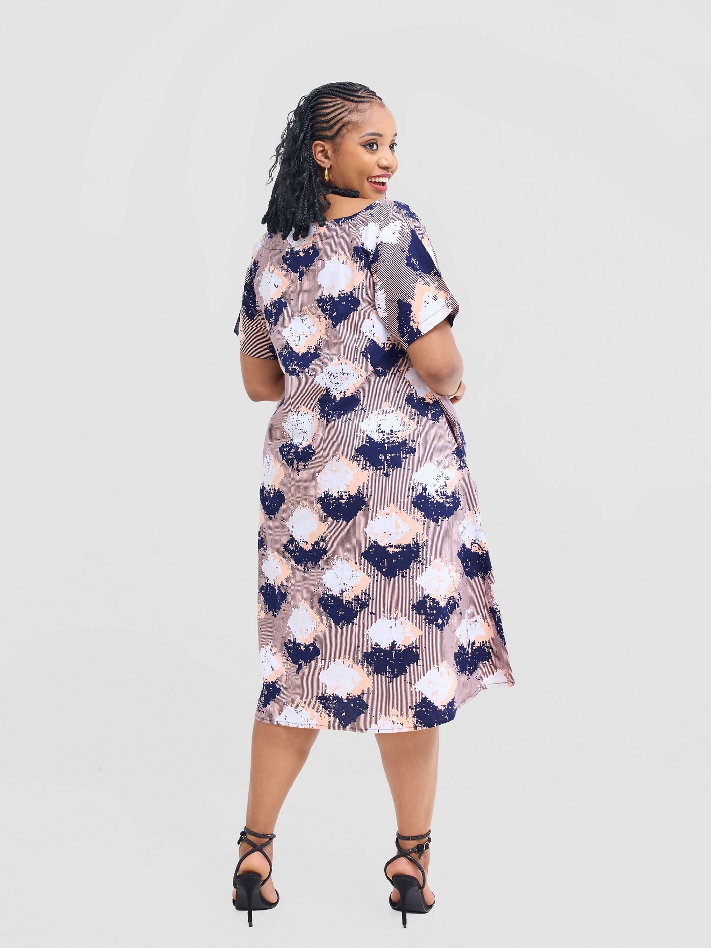 Prettygline Tuli Ankara Dress - Taupe - Shopzetu