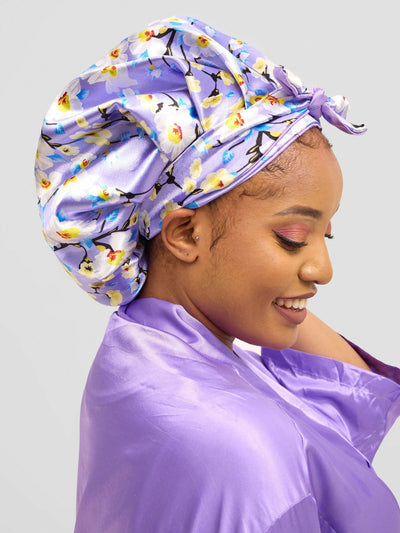 Satin Revolution Silk Meets Satin Tie Bonnet - Lilac - Shopzetu