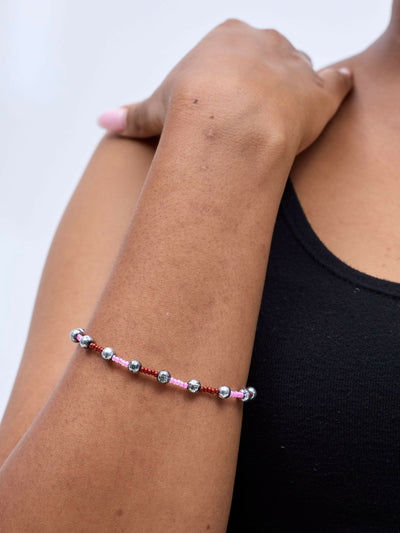 Dianaah J Beaded Bracelet - Pink / Brown - Shopzetu