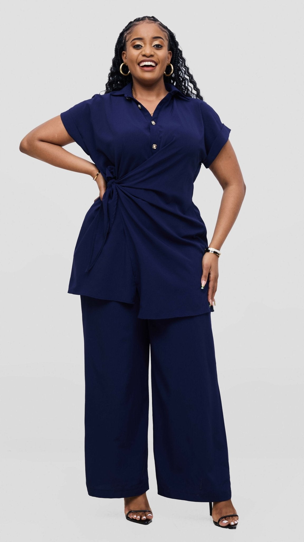 Elan CocoAfrike Panelope Two Piece Set - Navy Blue - Shopzetu