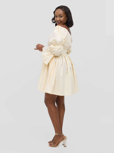Busara Dress - Cream / White - Shopzetu