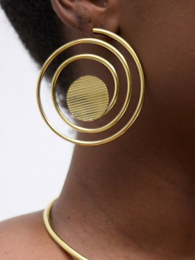 Purely Brass Kibali Brass Earring - Brass - Shopzetu