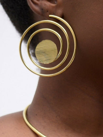 Purely Brass Kibali Brass Earring - Brass - Shopzetu