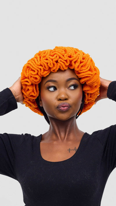 Brilliant Crotchets Ruffle Hat - Orange - Shopzetu
