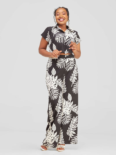 Kimono World Maua Two Piece Set - Black / White Print - Shopzetu
