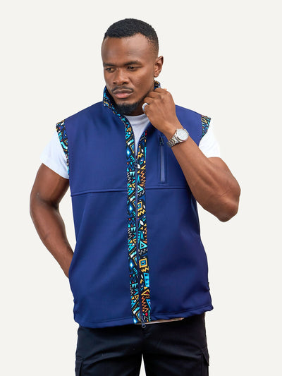 Kitu Kali Men Softshell Sleeveless Jacket - Blue - Shopzetu