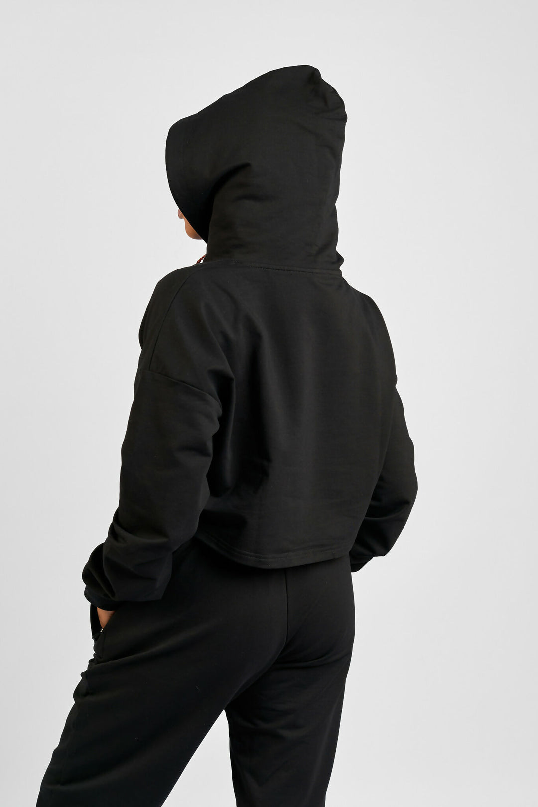 Rotator Active Wear Women's Cropped Lifestyle Hoodie Top - Black - Shopzetu