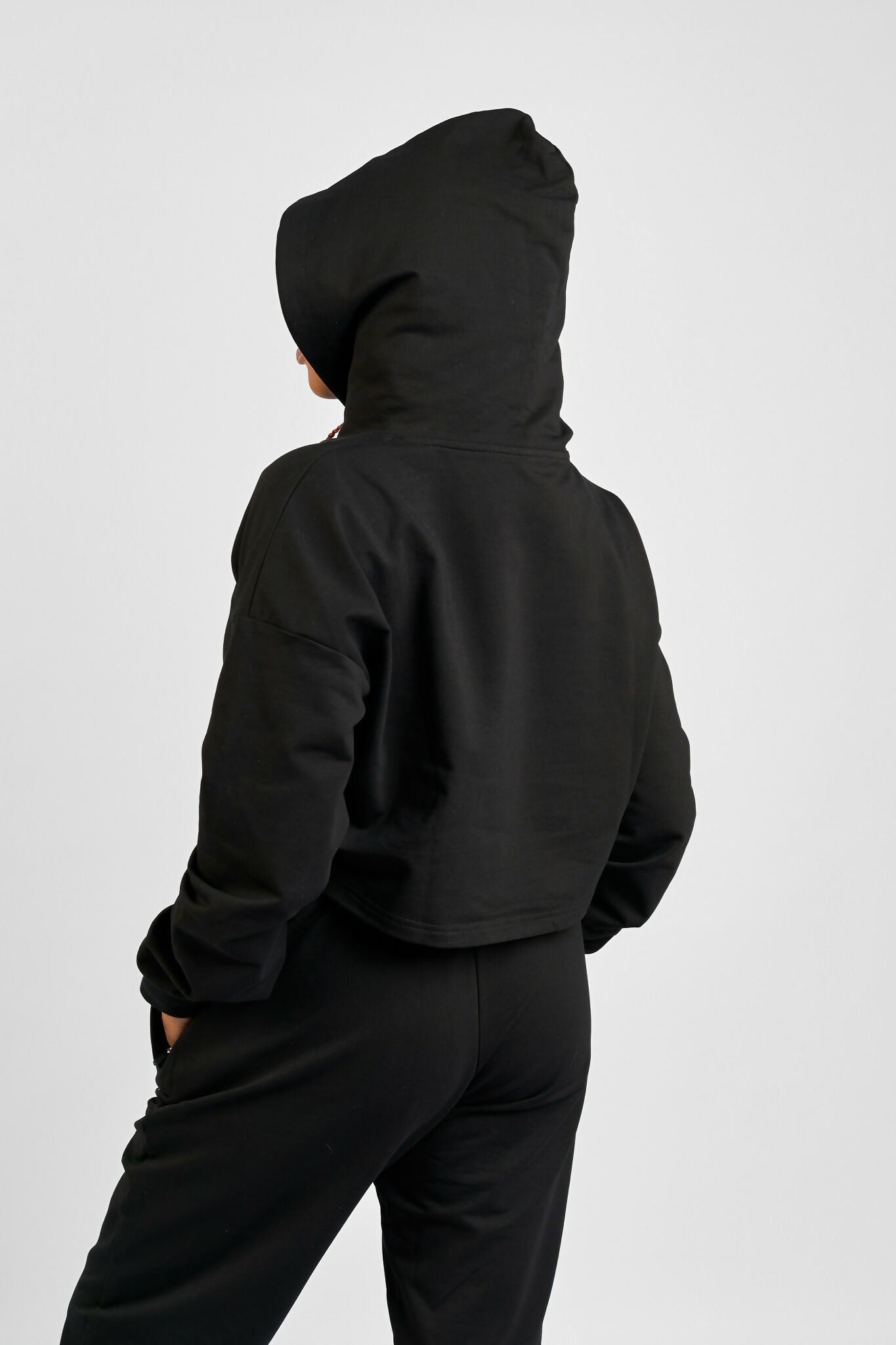Rotator Active Wear Women's Cropped Lifestyle Hoodie Top - Black - Shopzetu