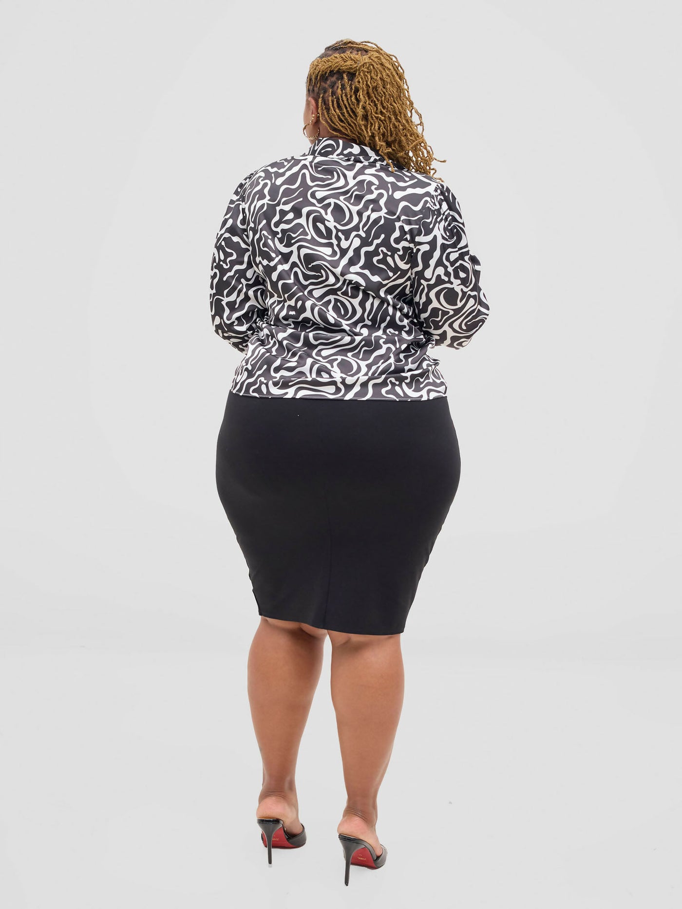 The Fashion Frenzy Reverse Marble Chic Blouse Top - Black - Shopzetu