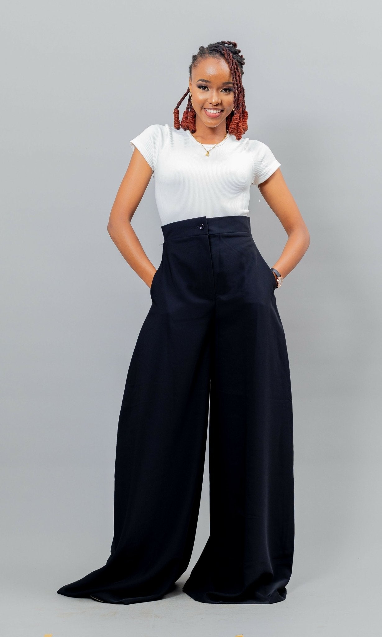 Afriwia Mrembo Wide Leg Pant - Black - Shopzetu