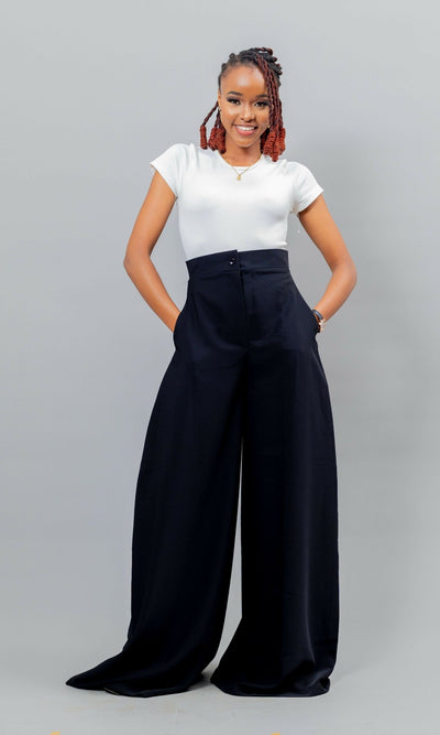 Afriwia Mrembo Wide Leg Pant - Black - Shopzetu