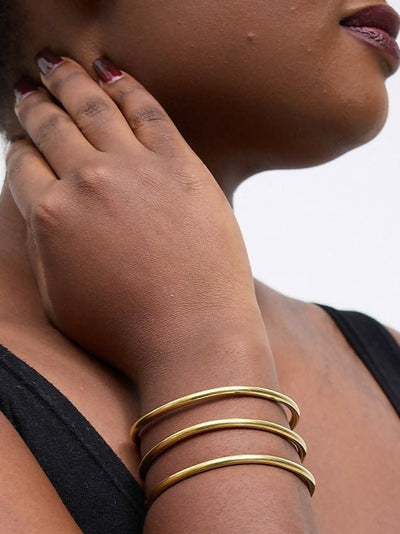Purely Brass Ahadi 3 in 1 Brass Bracelet - Gold - Shopzetu