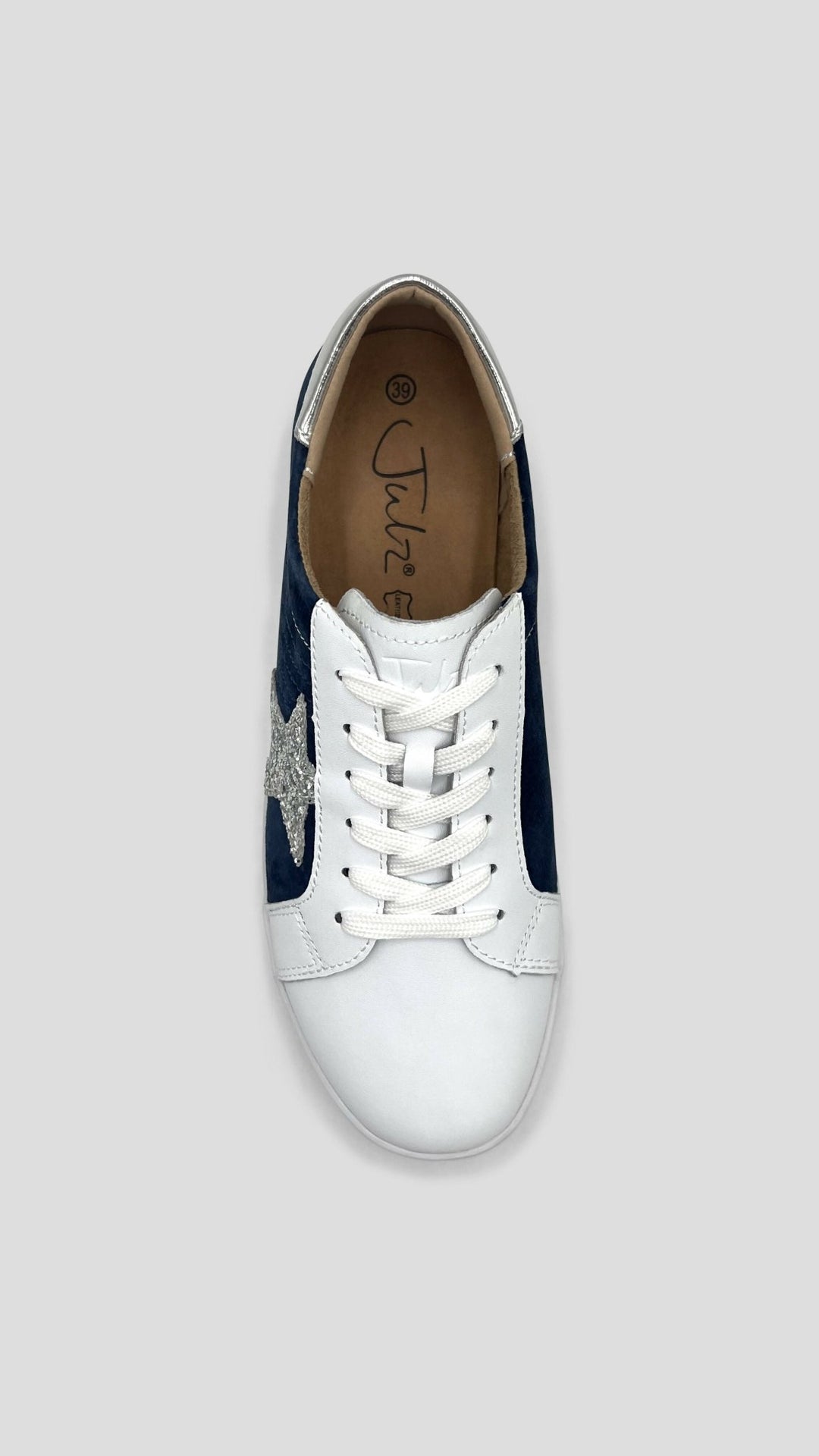 Julz Jose Sneaker - White / Navy Blue / Silver - Shopzetu
