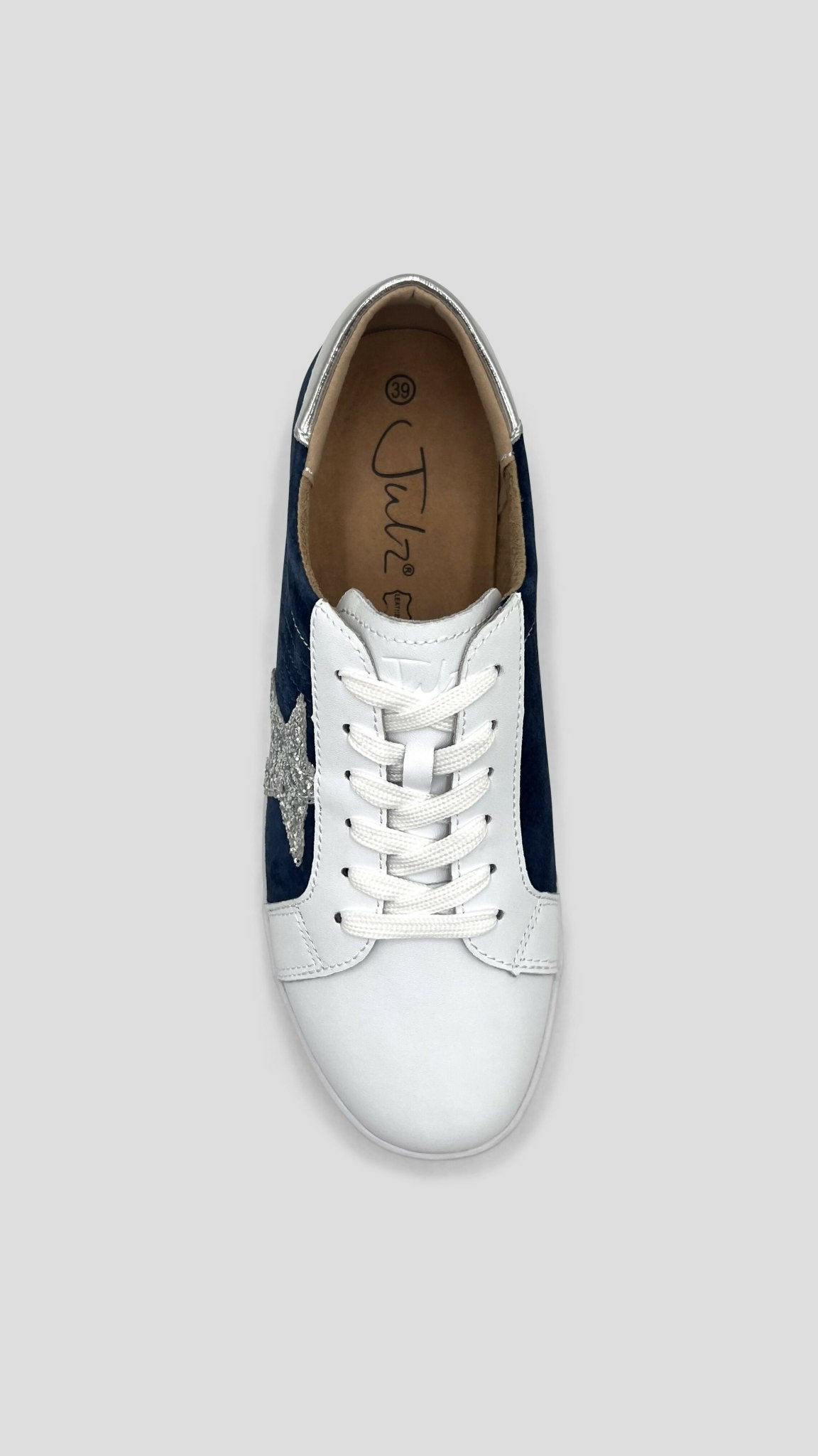 Julz Jose Sneaker - White / Navy Blue / Silver - Shopzetu