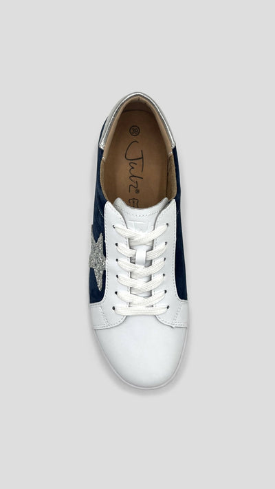 Julz Jose Sneaker - White / Navy Blue / Silver - Shopzetu