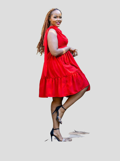 Afriwia Nyota Dress - Red - Shopzetu