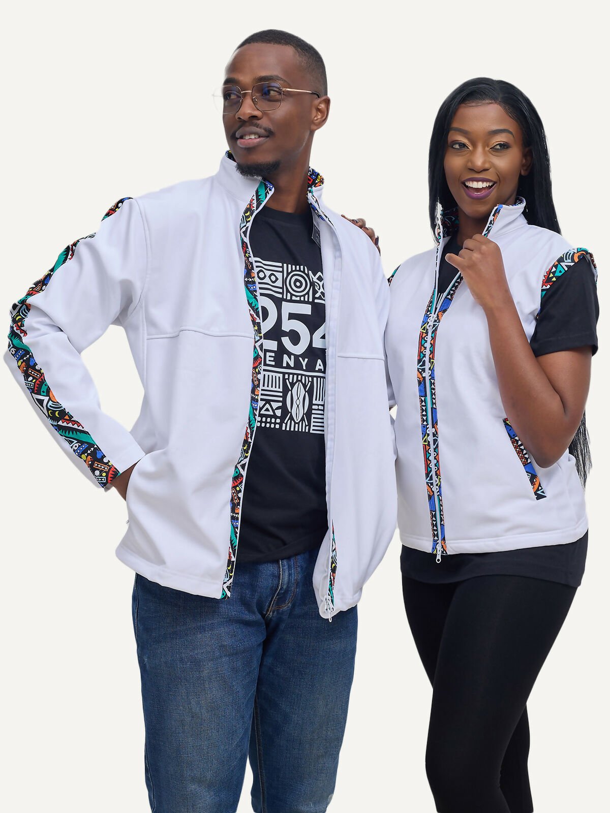 Kitu Kali Men's Softshell Full Sleeve Jacket - White / Blue Tribal - Shopzetu