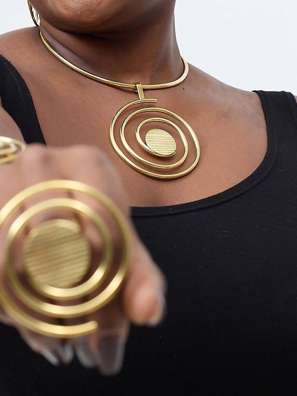 Purely Brass Kibali Brass Choker - Brass - Shopzetu
