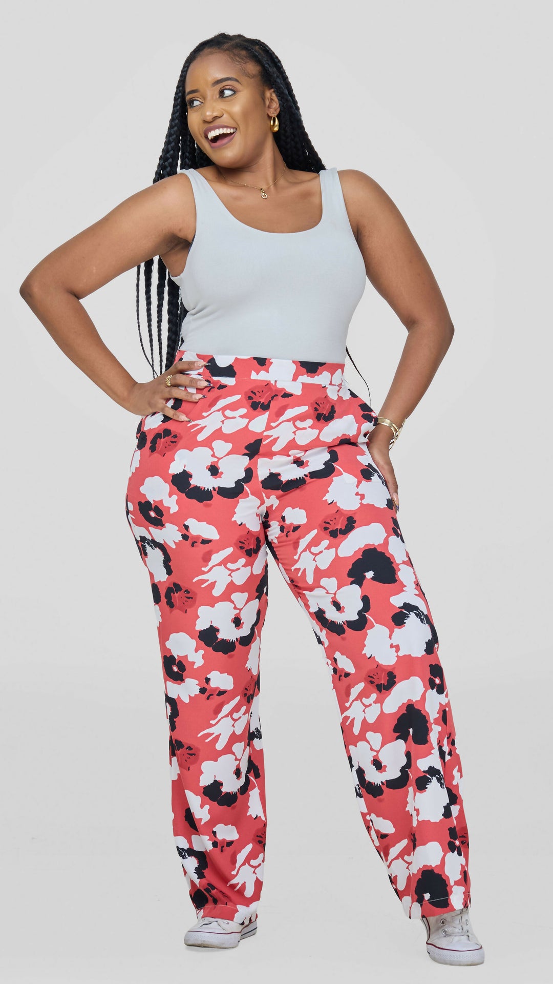 Lizola Mina Palazzo Pant - Red / White
