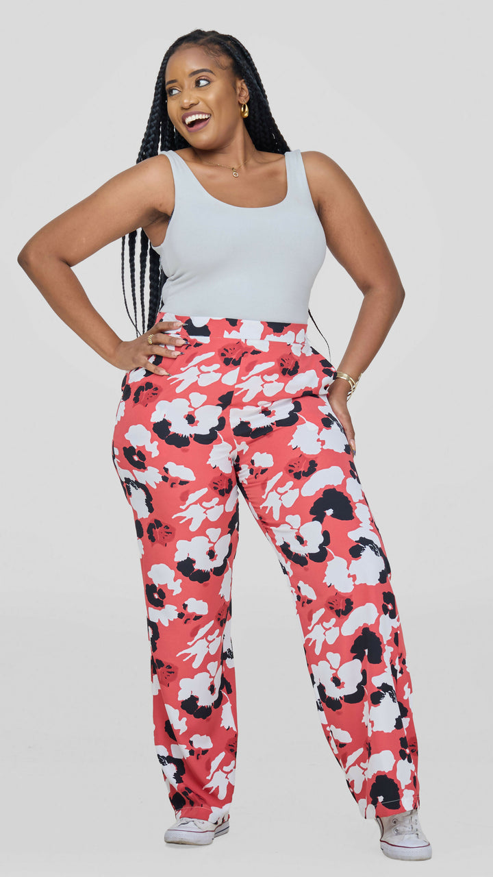 Lizola Mina Palazzo Pant - Red / White