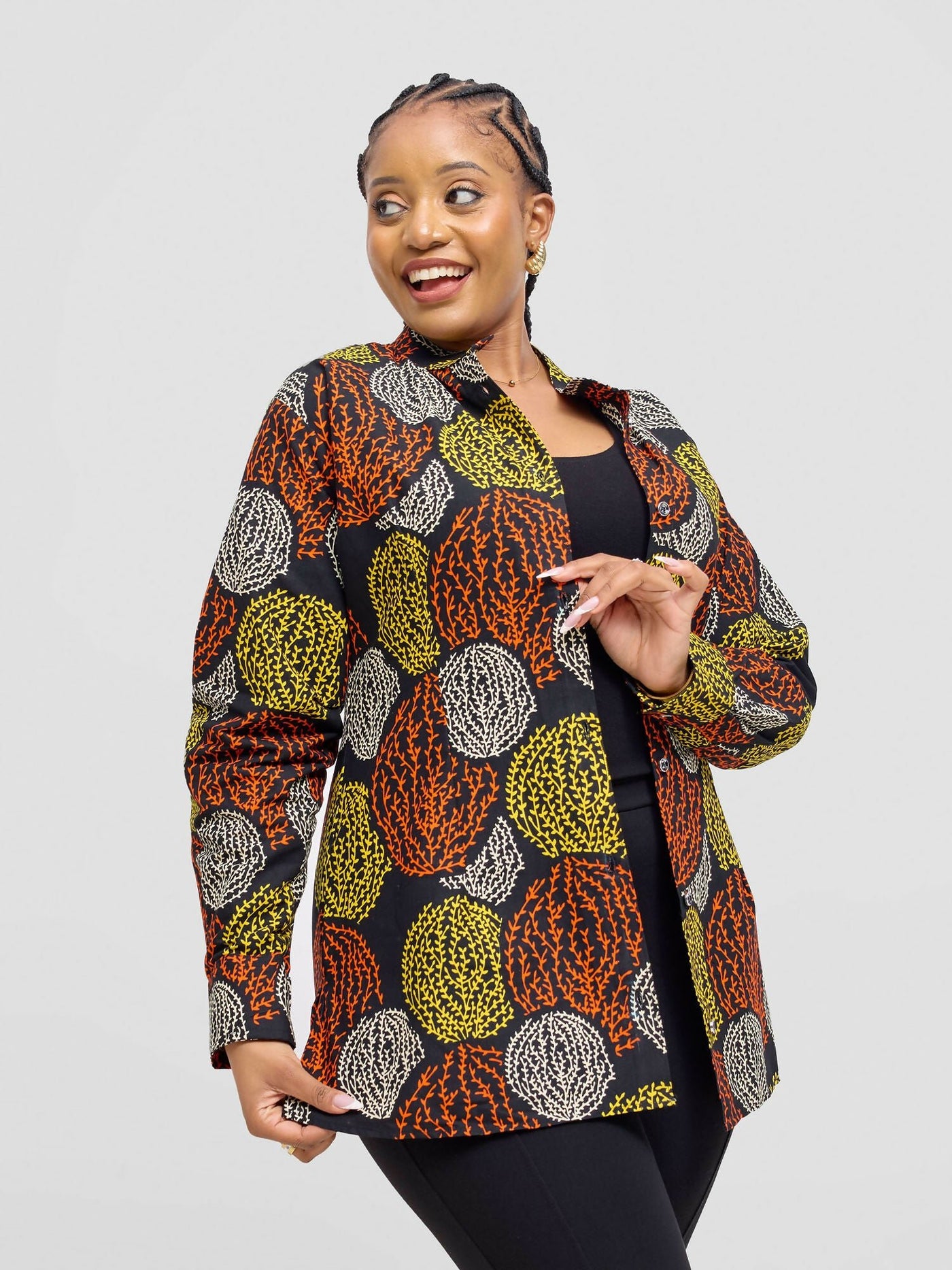 Izulu Serena 2 Top - Black Print - Shopzetu