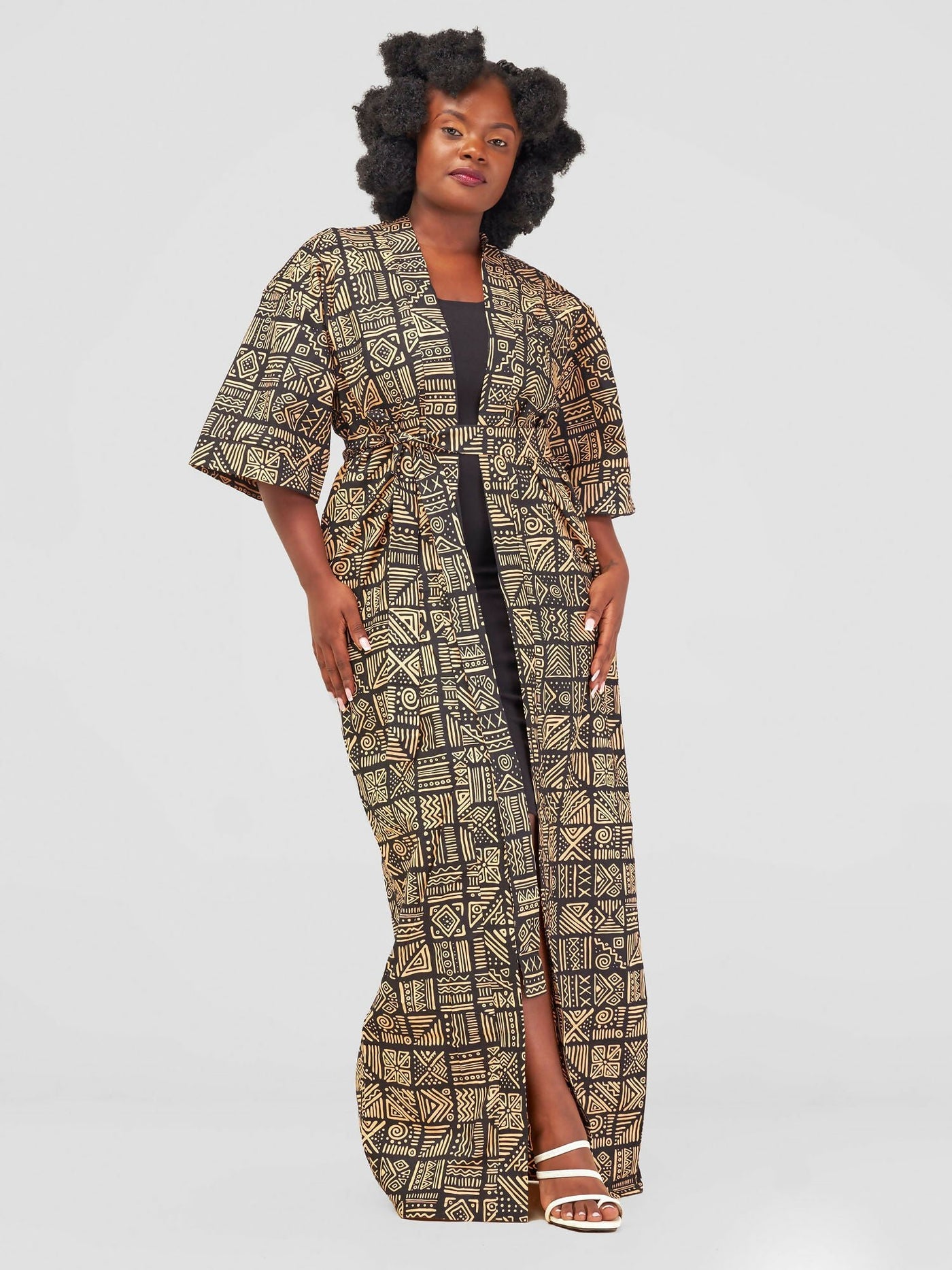 Izulu Ashanti 7 Kimono - Black Print - Shopzetu