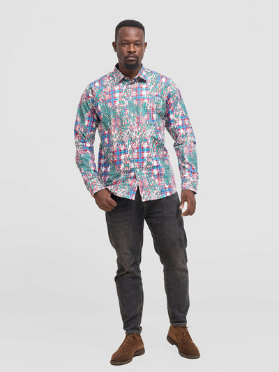 Mendilines Warm African Shirt - Red / Green Print - Shopzetu