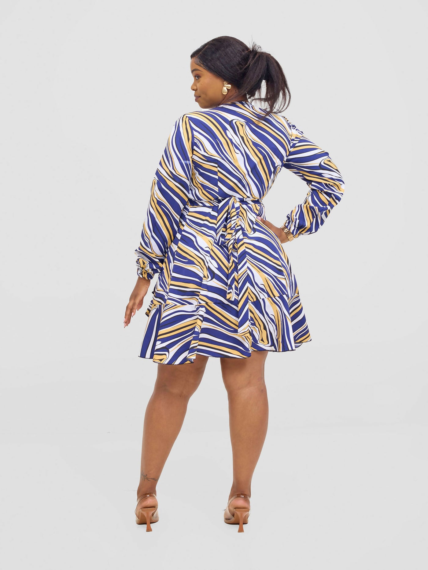 Salok Wear Kyra Wrap Dress - Blue Print - Shopzetu