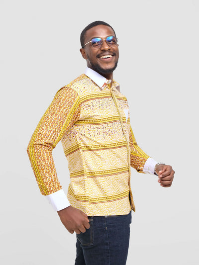 Mendilines Warm African Shirt - White / Yellow - Shopzetu