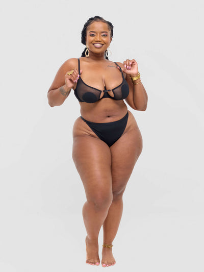 Fashion Palette Nyadhi Erotic Cutout Bra Set - Black - Shopzetu