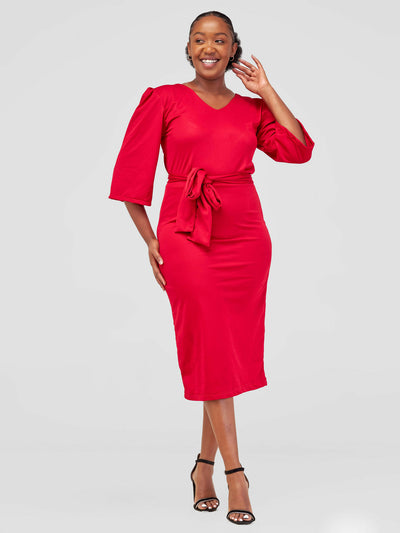 Juka Closet Midi Dress - Red Maroon