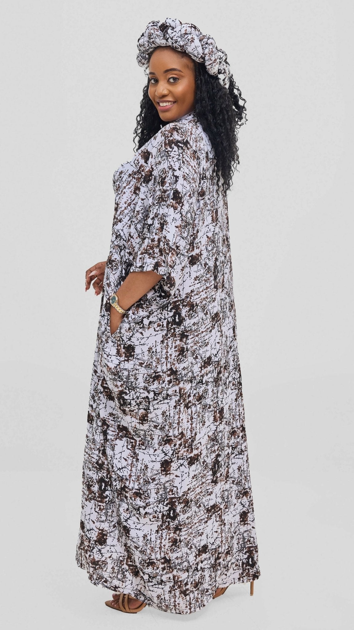 Hats And More Boho Charm Dress & Matching Headwrap – Abstract Print - Shopzetu