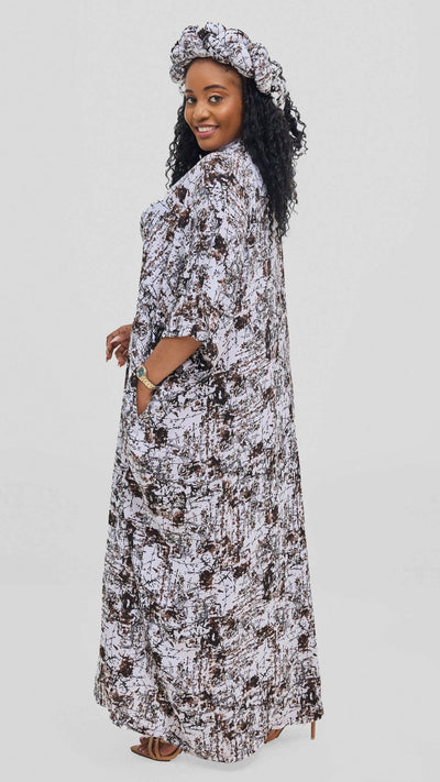 Hats And More Boho Charm Dress & Matching Headwrap – Abstract Print - Shopzetu