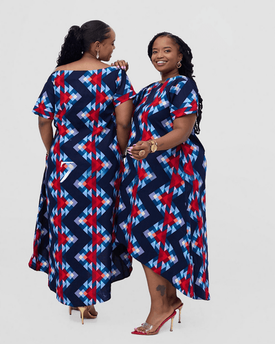 Prettygline Kali Geo High Low Dress - Blue - Shopzetu