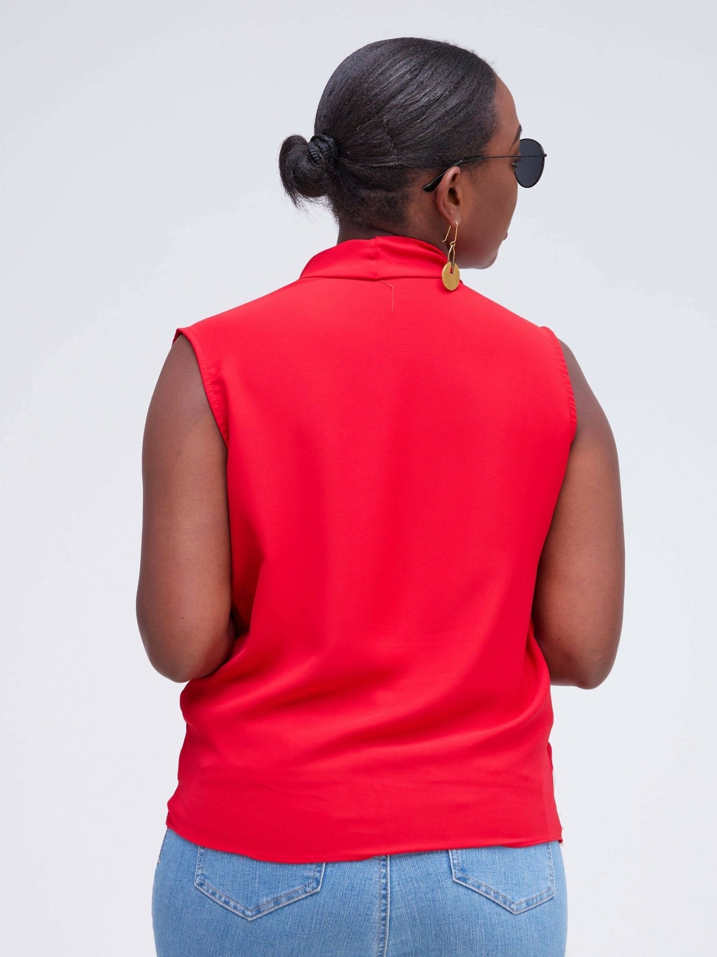The Fashion Frenzy V - Neck Blouse Top - Red - Shopzetu