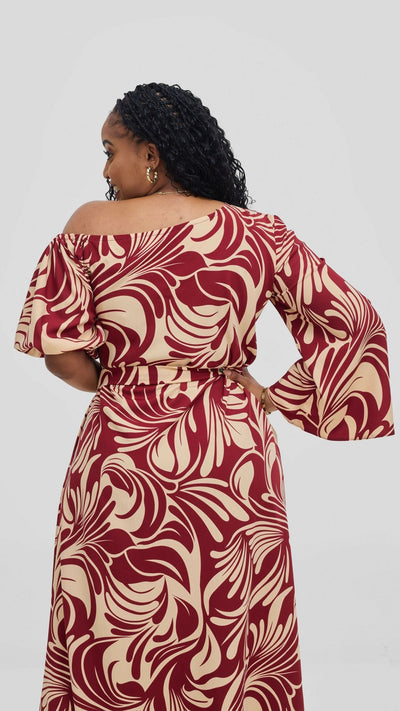 Jolly Fancy Wear Toda Dress - Maroon Floral - Shopzetu