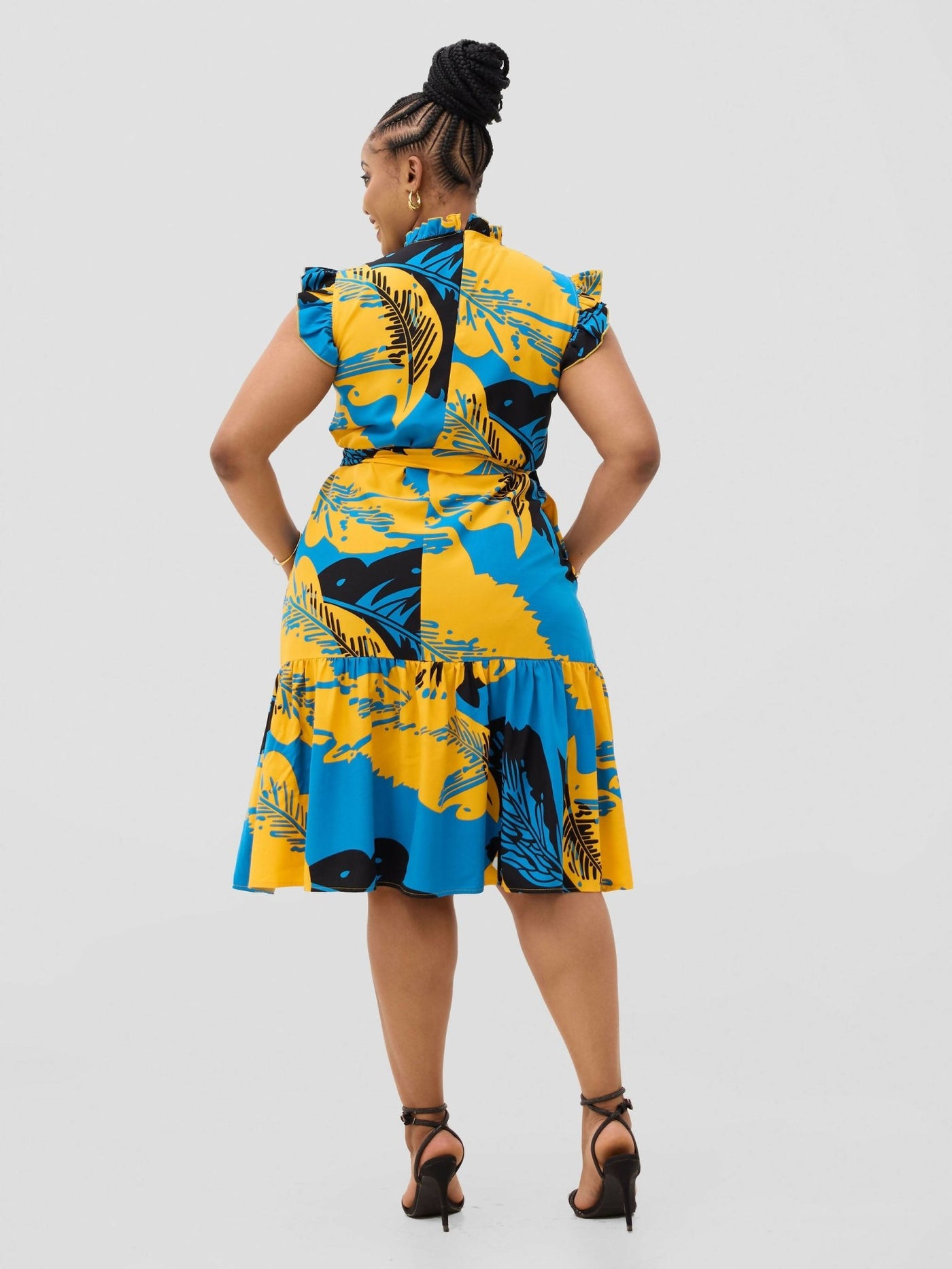 Lizola Mukondi Dress - Blue / Black / Yellow - Shopzetu