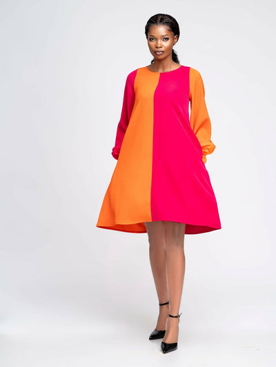 Zia Africa "Main Character "Two Toned Shift Dress - Multicolored - Shopzetu