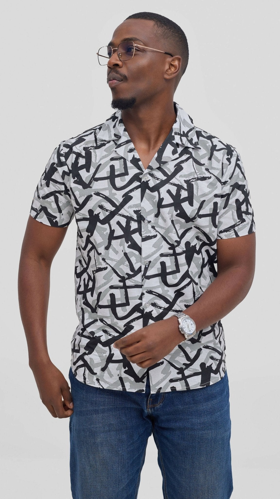 Kitu Kali TP Fabric Shirt - Black / White - Shopzetu