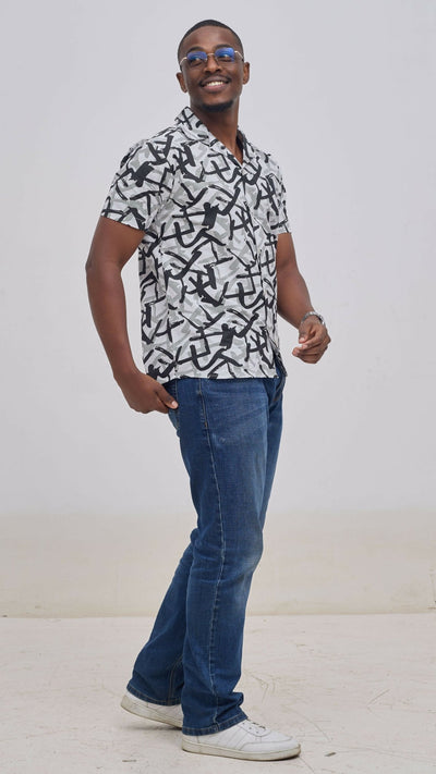 Kitu Kali TP Fabric Shirt - Black / White - Shopzetu