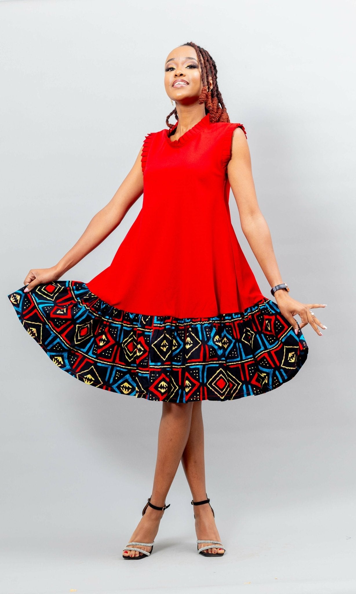 Afriwia Willow Dress - Red - Shopzetu