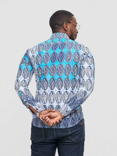 Mendilines Warm African Shirt - Dark Blue Print - Shopzetu