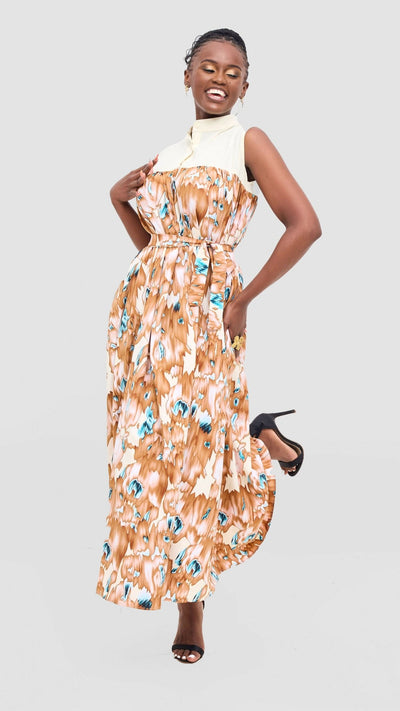 Rimyel Limited Button Dress - Cream / White Floral - Shopzetu