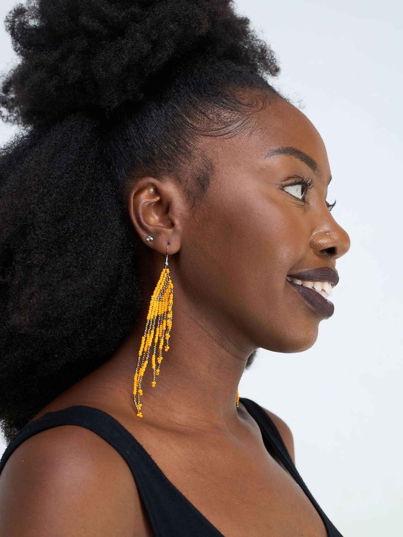 Bulky Hanging Earring - Orange - Shopzetu