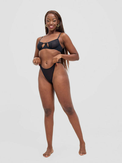 Fashion Palette Nyadhi Erotic Cutout Bra Set - Black - Shopzetu