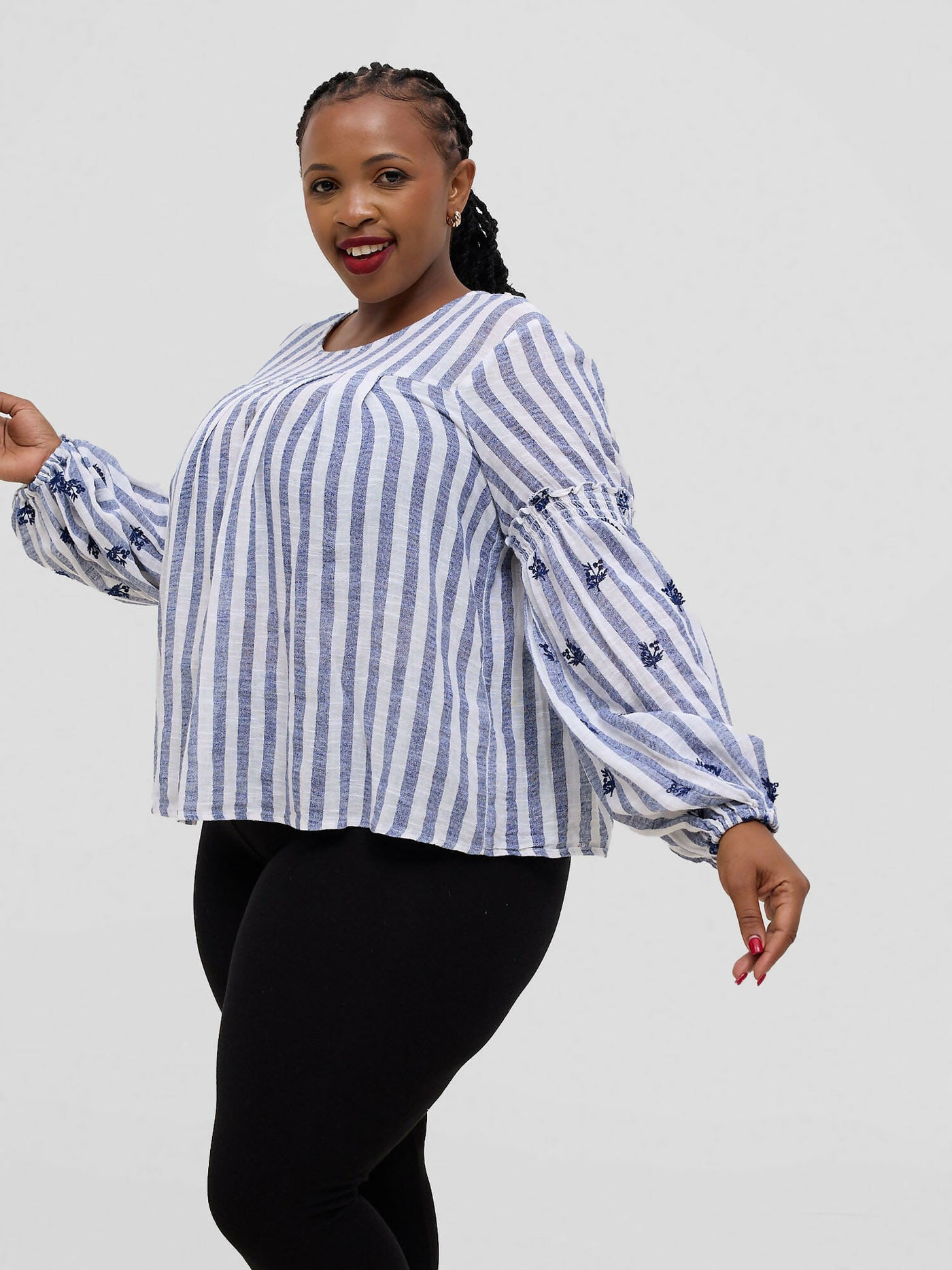 Zuana Top - White Stripped - Shopzetu